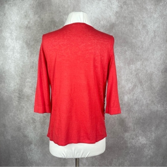 Maje Floral Crochet Knit Linen Blend Open Cardigan In Coral Women's Size 3 US L - Picture 5 of 8